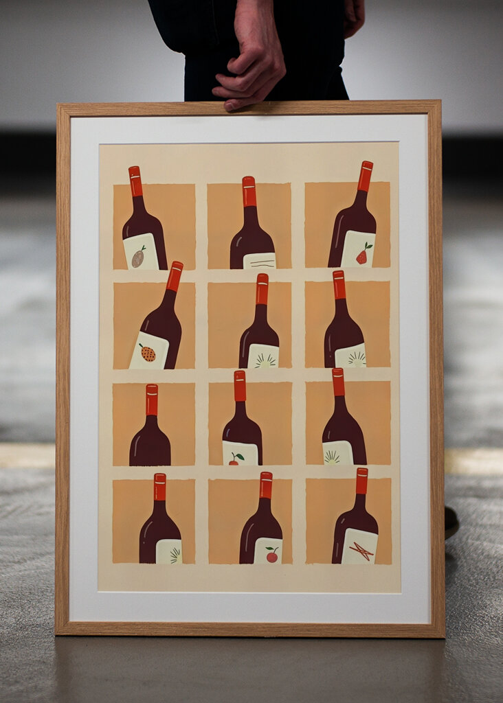 Illustrated Red Wine Bottles  