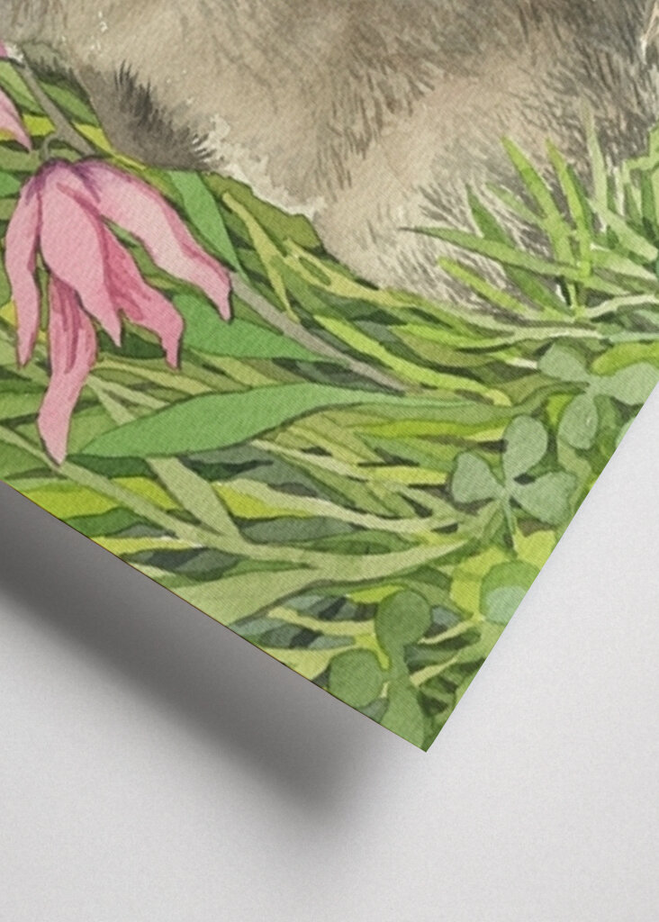 Rabbit among flowers and clove