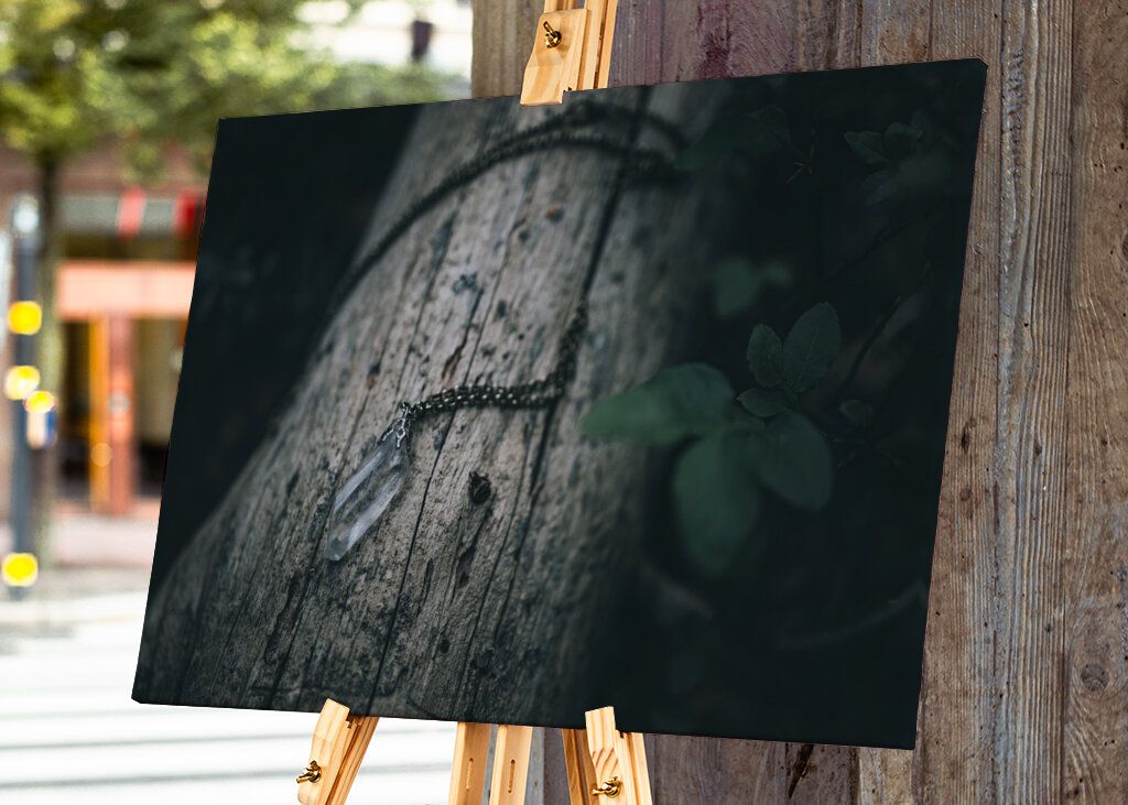 Bjergkrystal på væltet fyrretræ