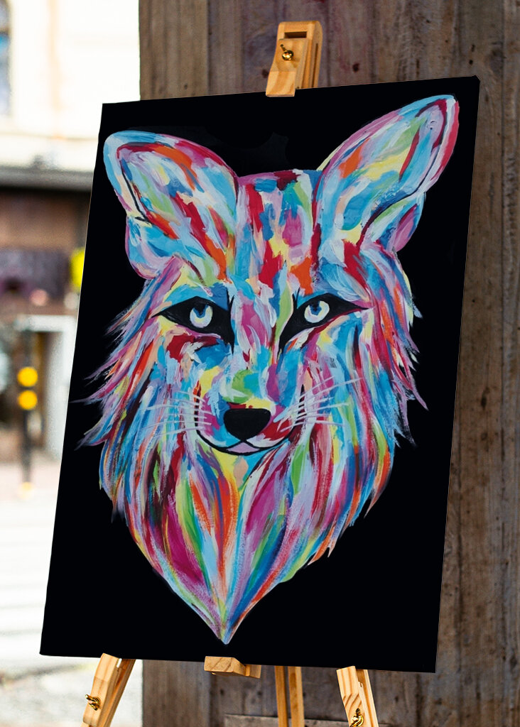 Black and colorful Fox