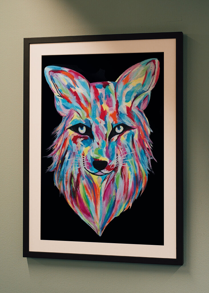 Black and colorful Fox