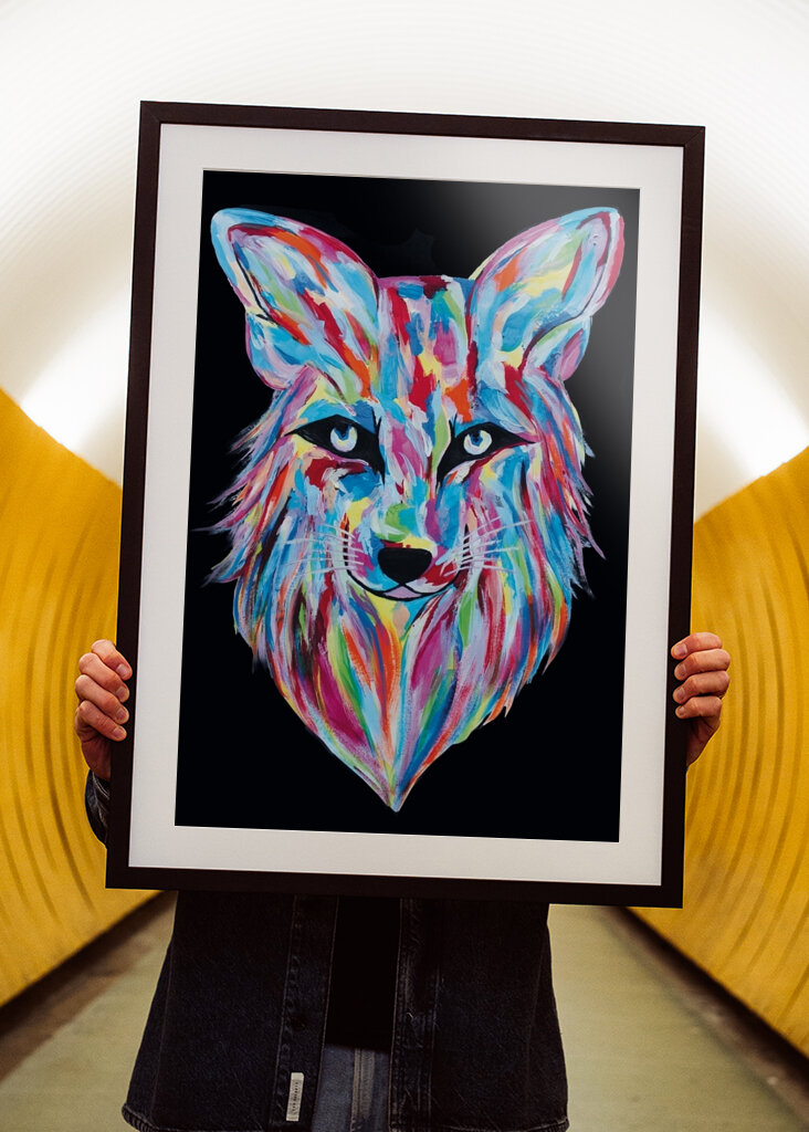 Black and colorful Fox