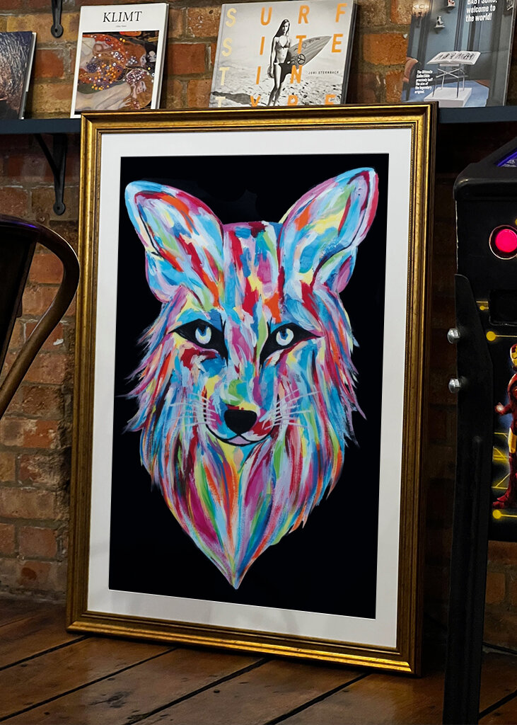 Black and colorful Fox