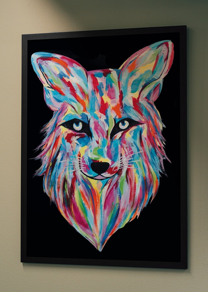 Black and colorful Fox