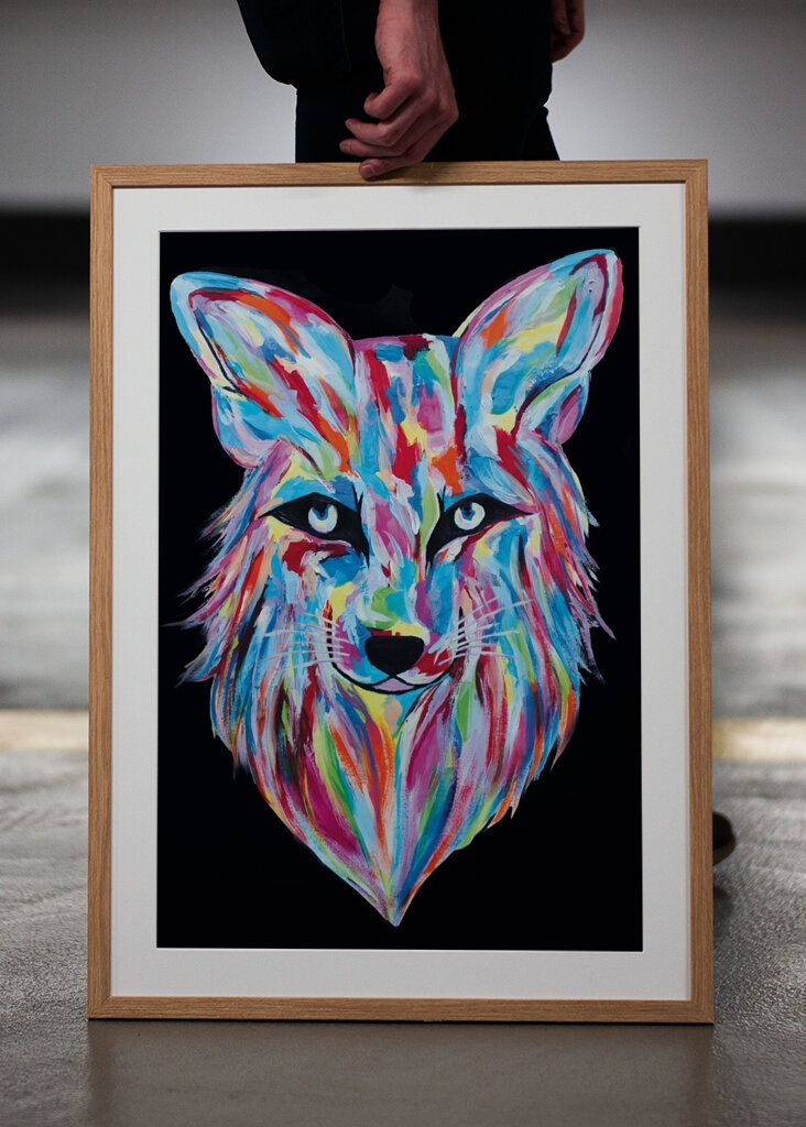 Black and colorful Fox