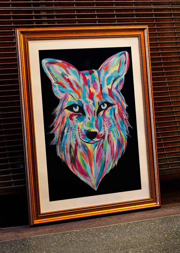 Black and colorful Fox