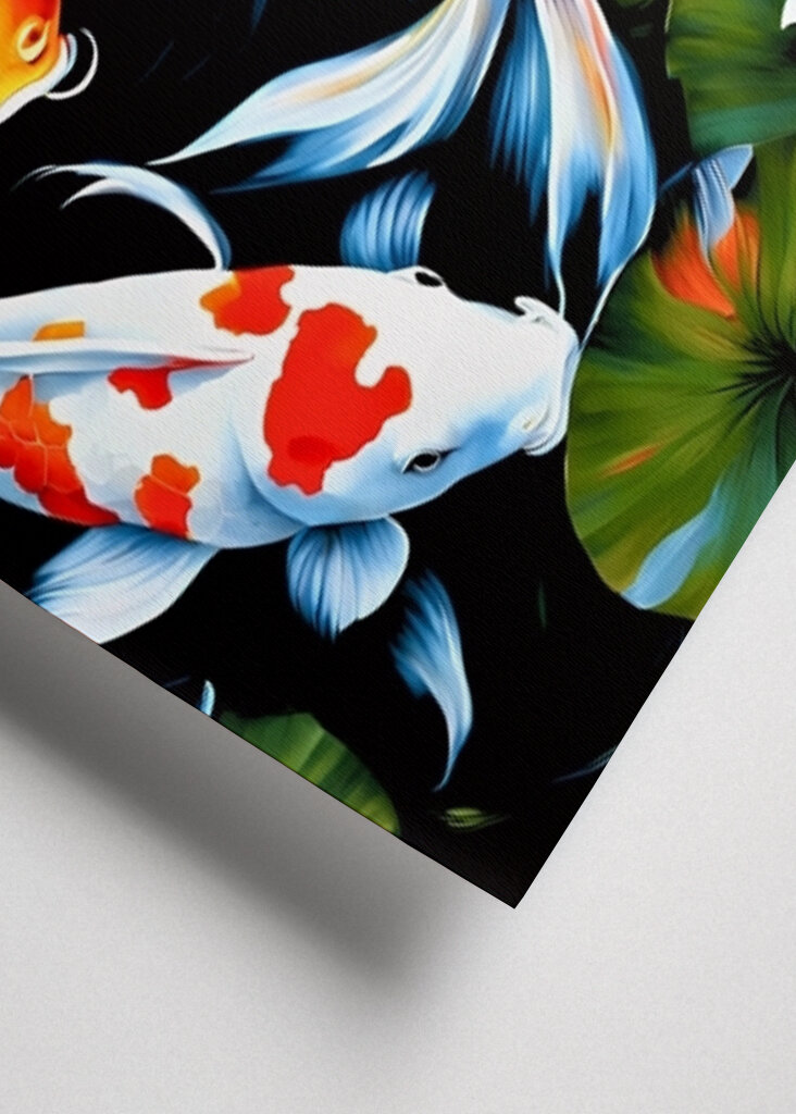 Koi Fish and Lotus Flowers