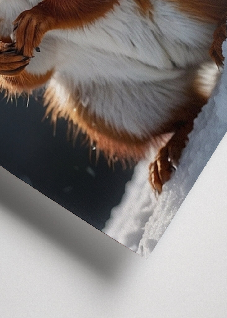 Ardilla roja en la nieve