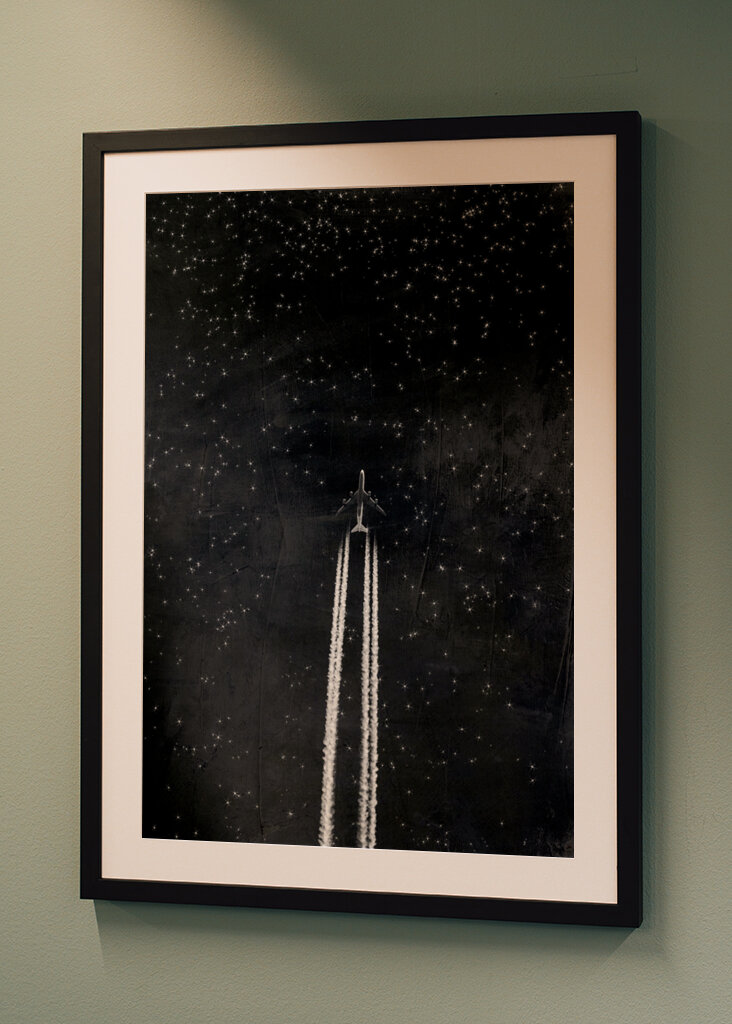 Air Plane And Starry Sky