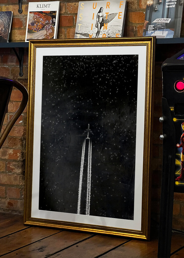 Air Plane And Starry Sky