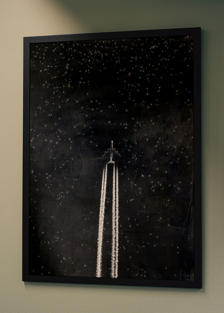 Air Plane And Starry Sky