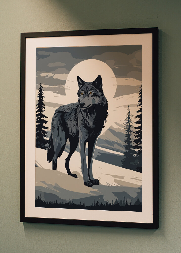 Art of Wolf Under Moonlight