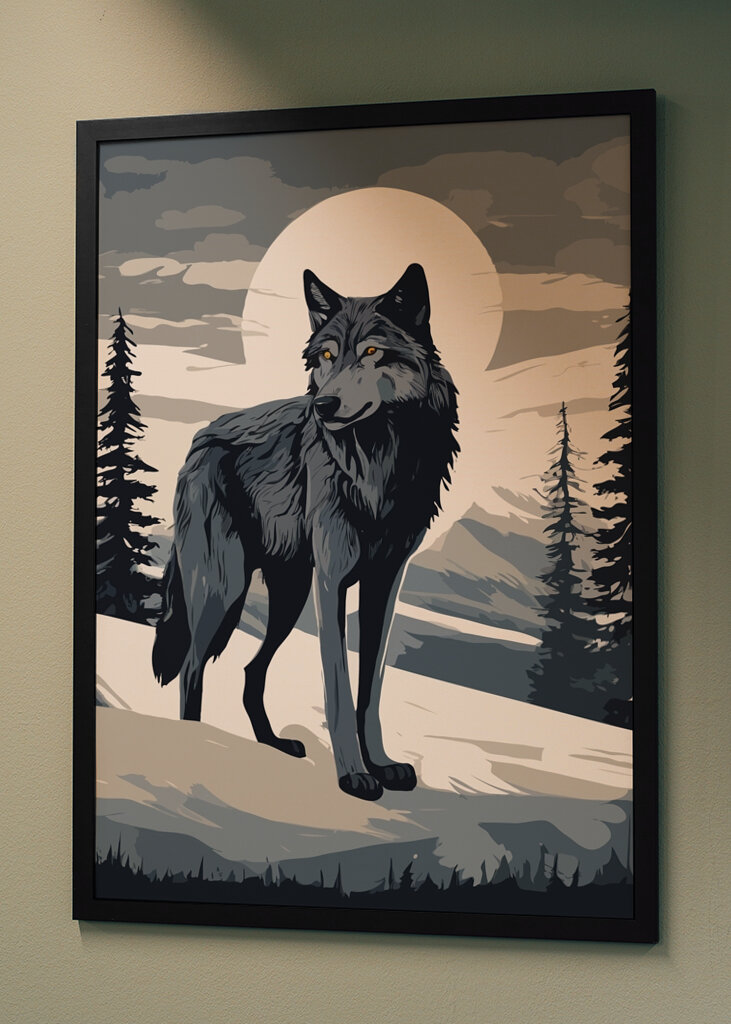 Art of Wolf Under Moonlight
