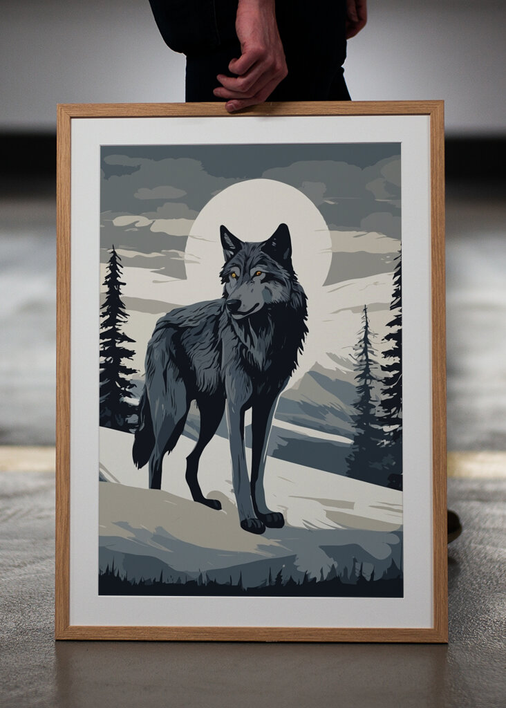 Art of Wolf Under Moonlight