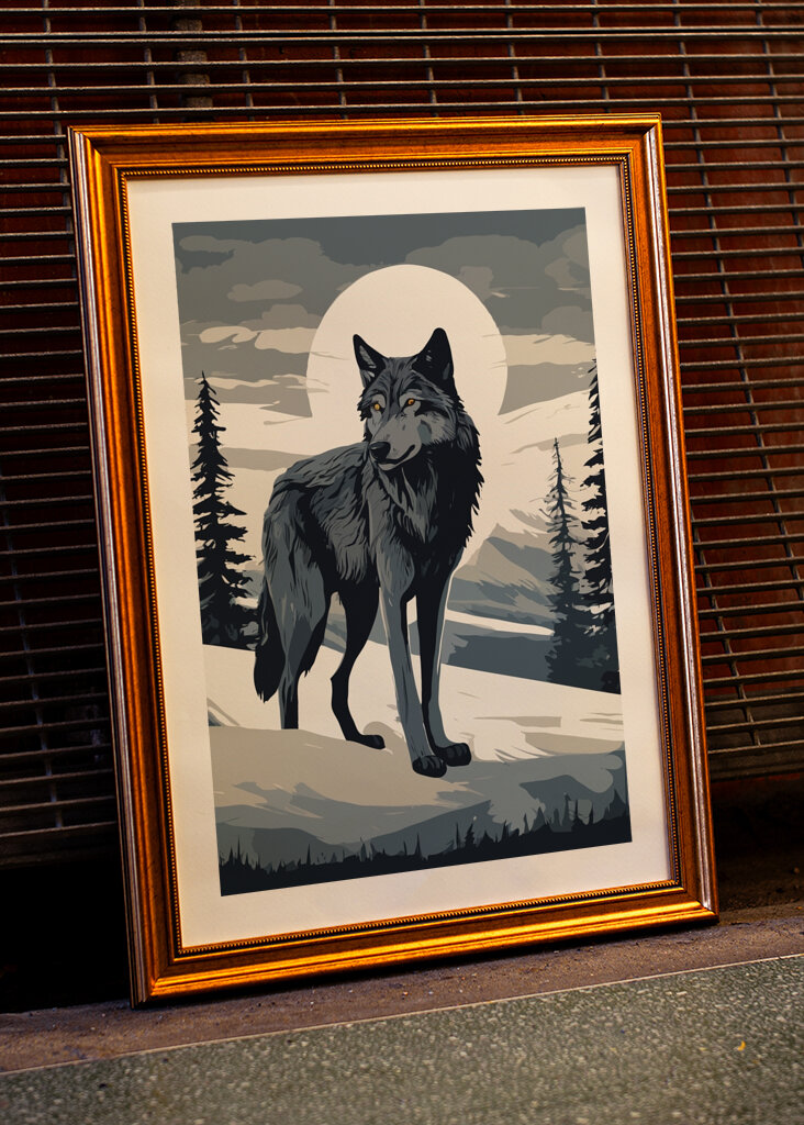 Art of Wolf Under Moonlight