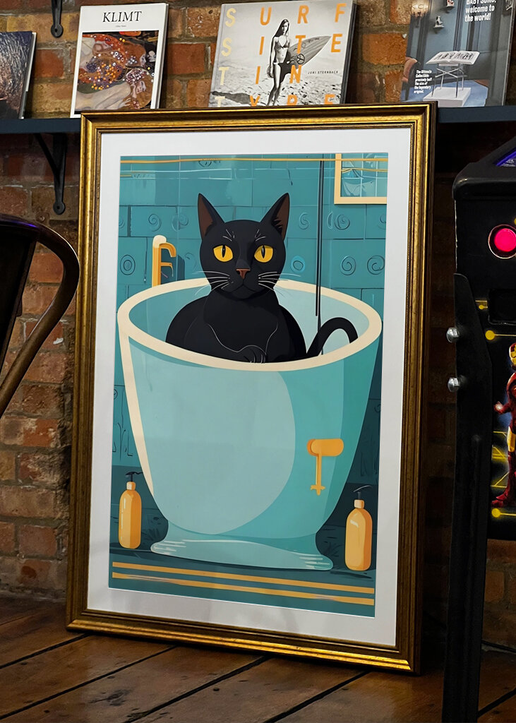  Musta kissa kylpyammeessa