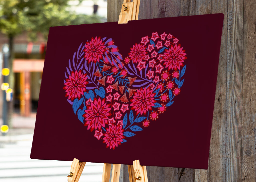 KVĚTINOVÉ SRDCE Květinový Růžový Červený