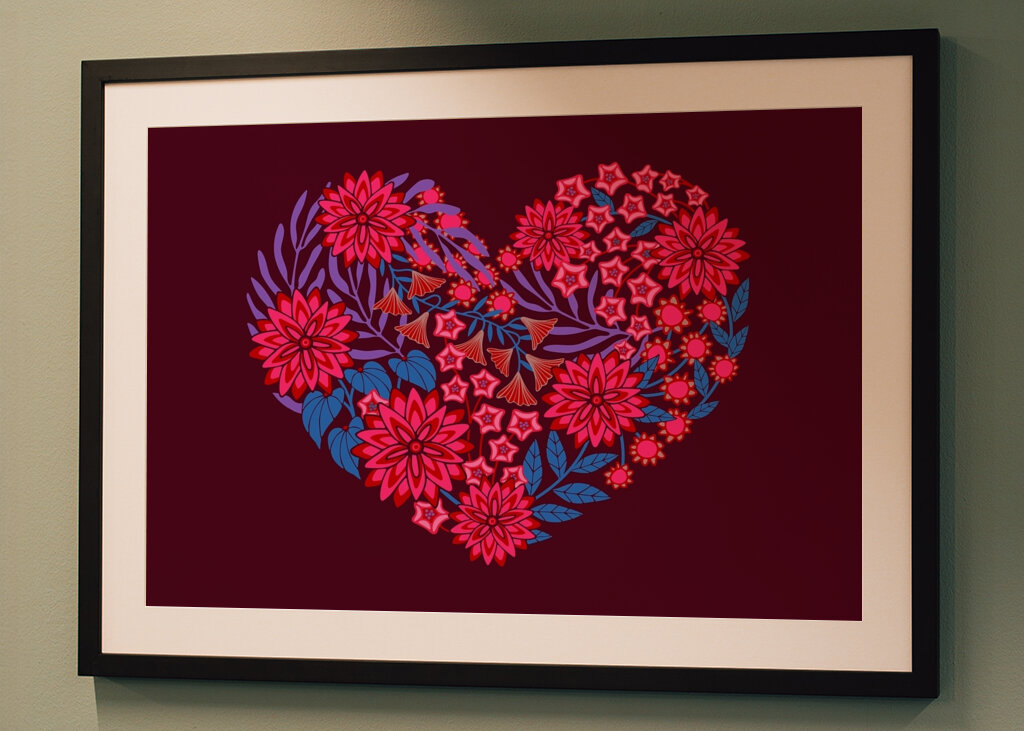 KVĚTINOVÉ SRDCE Květinový Růžový Červený