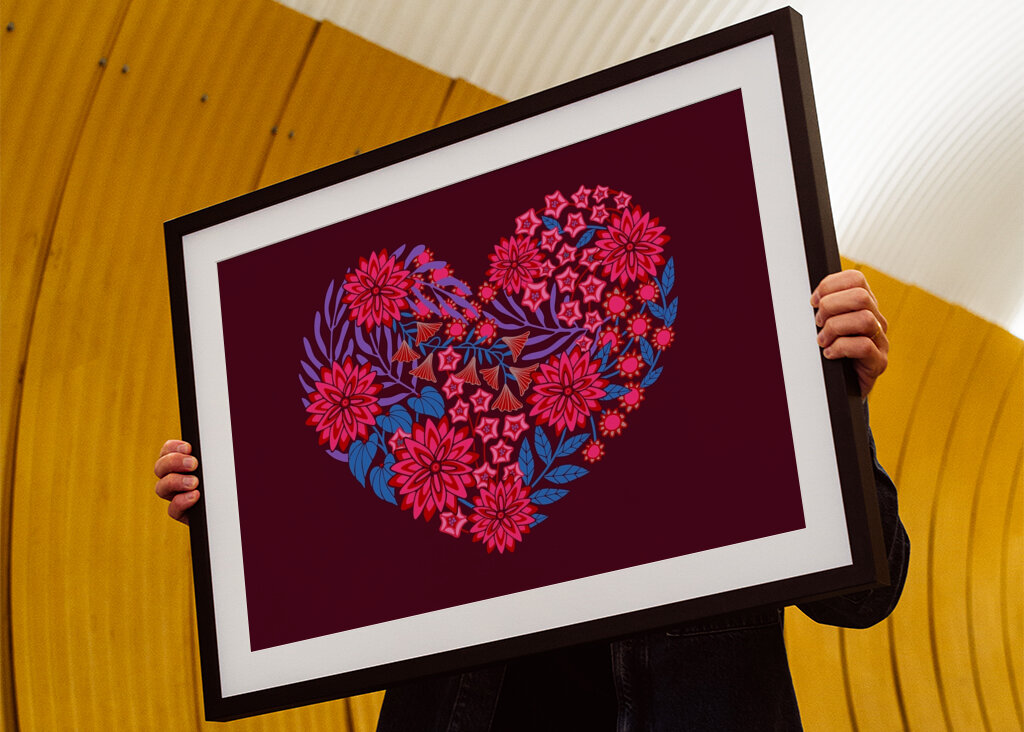 KVĚTINOVÉ SRDCE Květinový Růžový Červený