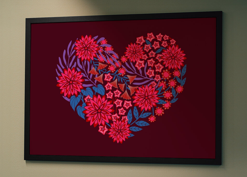 KVĚTINOVÉ SRDCE Květinový Růžový Červený