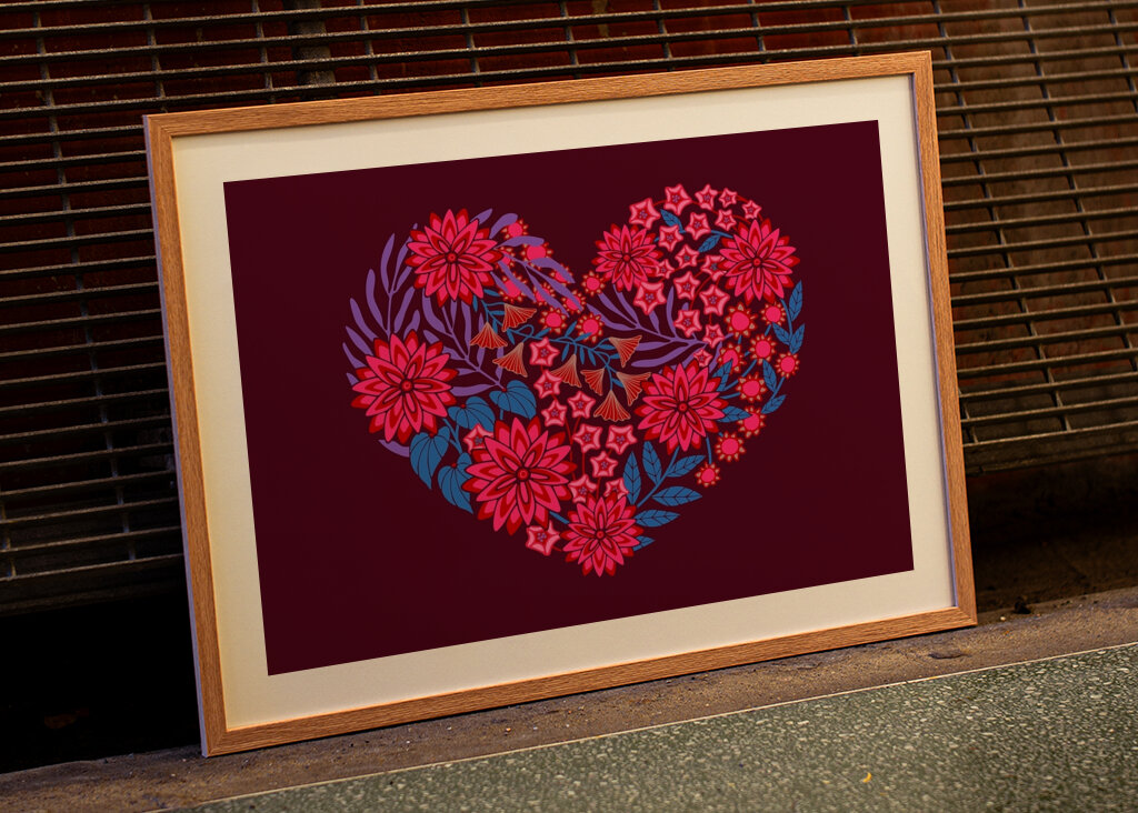 KVĚTINOVÉ SRDCE Květinový Růžový Červený