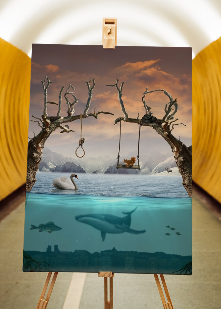 Het landschap van de fantasie met dieren