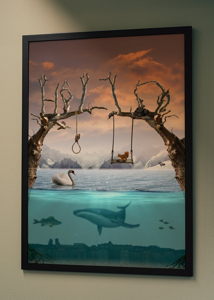 Het landschap van de fantasie met dieren