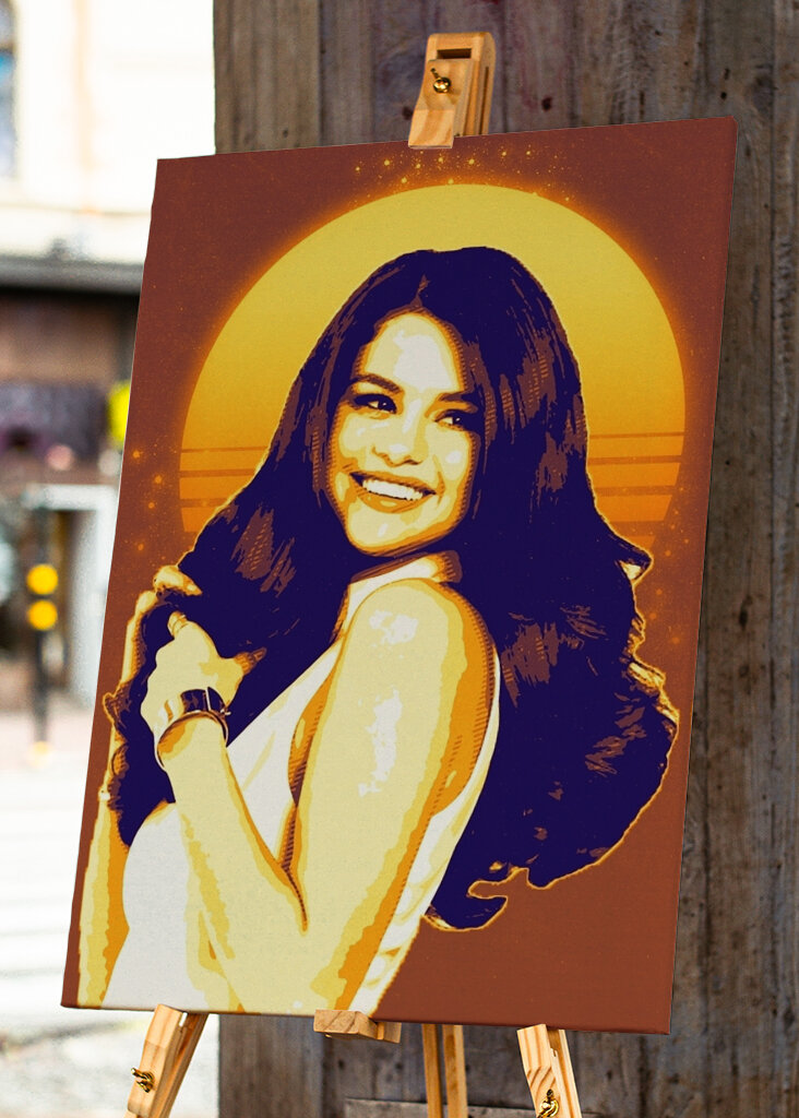 Selena Gomez retro art