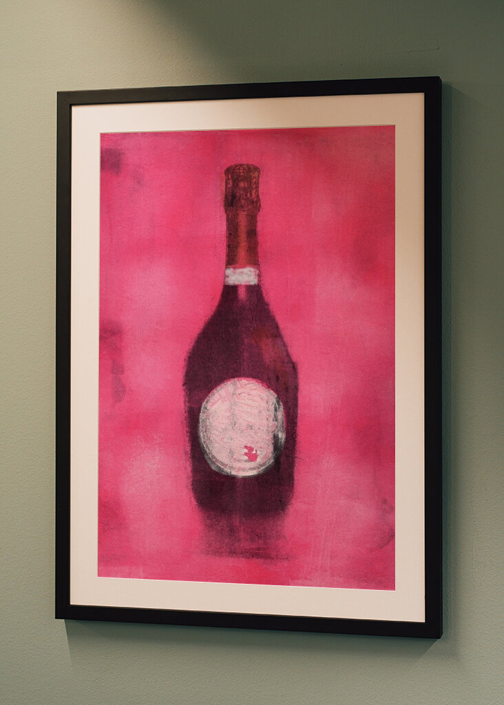 Champagner flasche vor pink