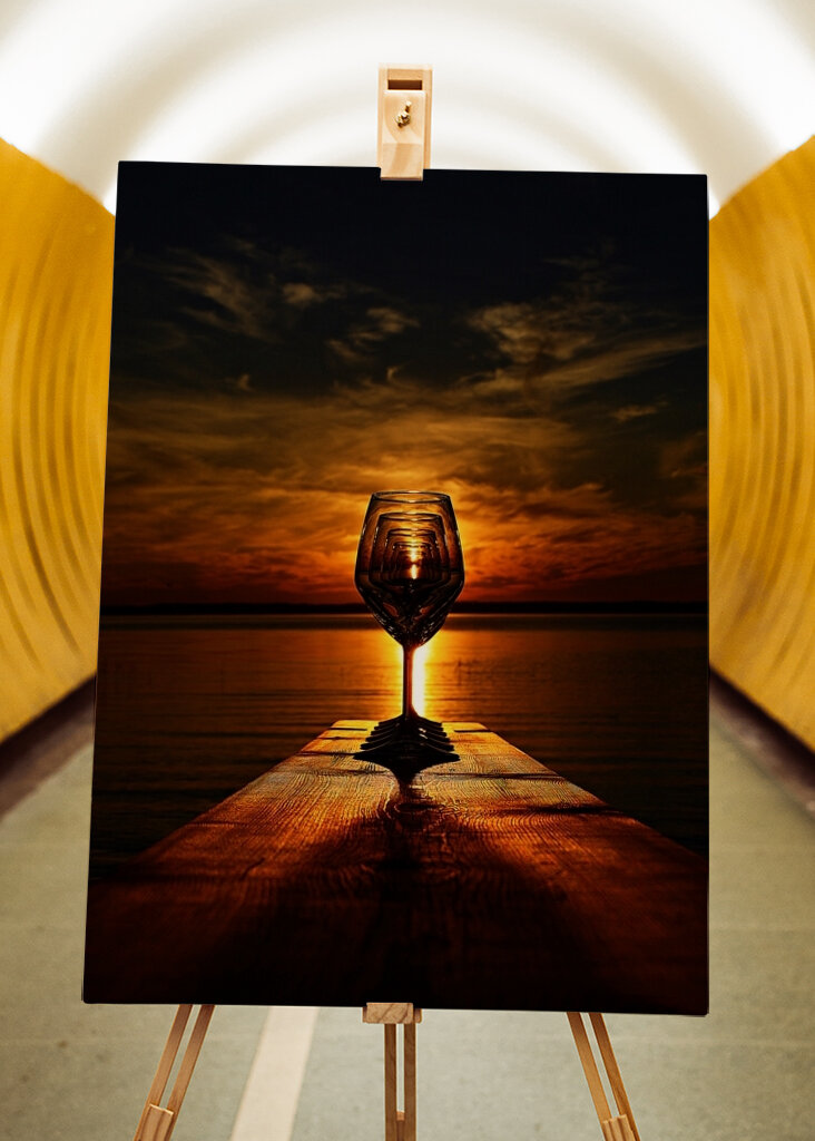 wineglases in the sunset.