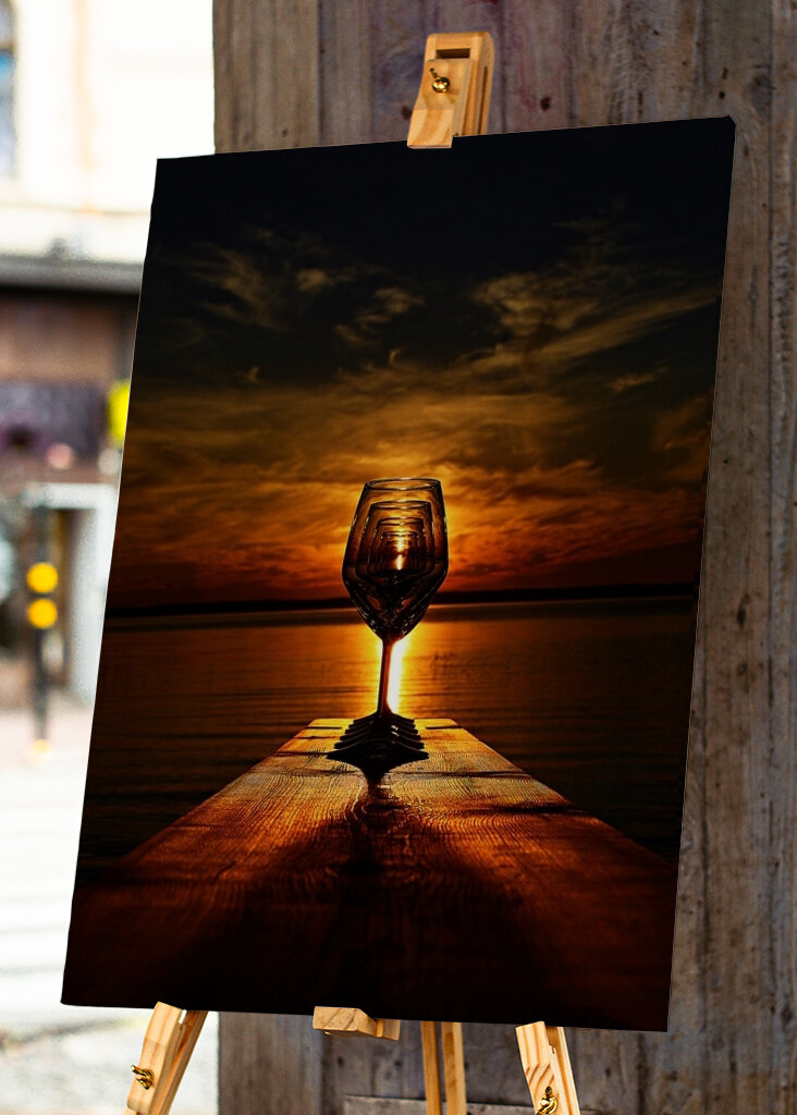 wineglases in the sunset.