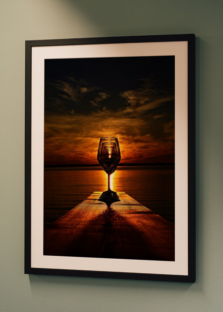 wineglases in the sunset.