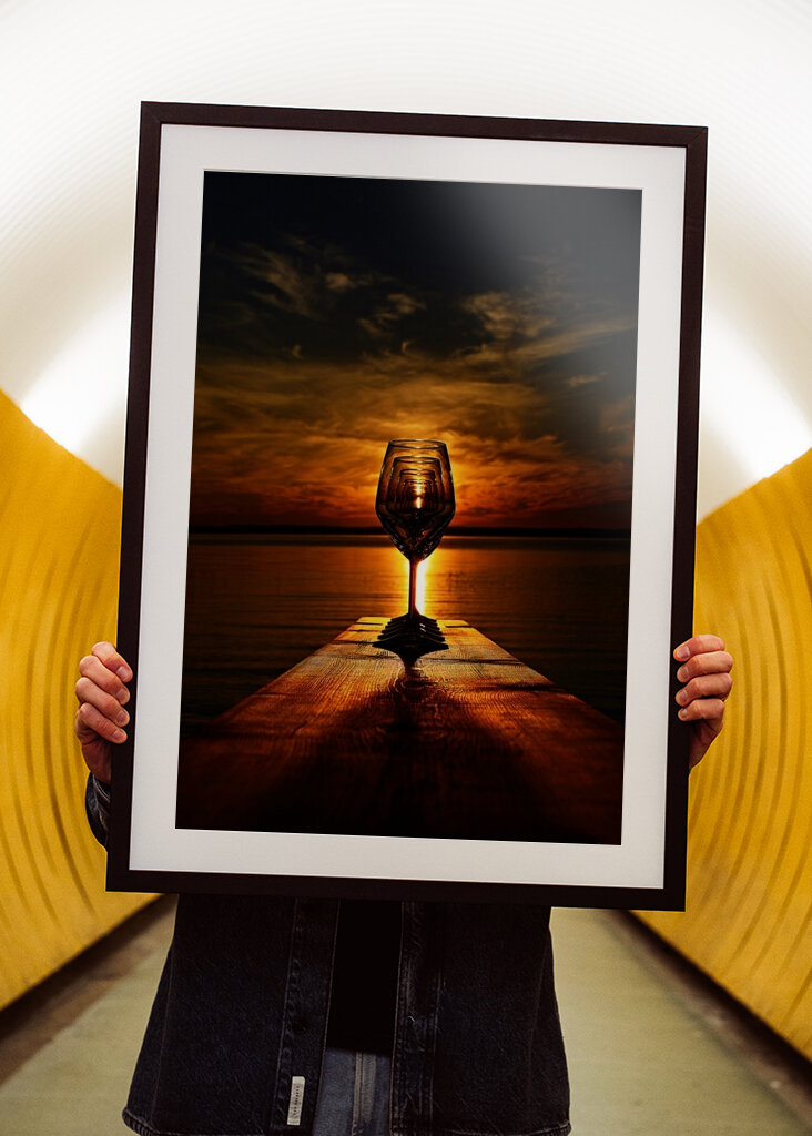 wineglases in the sunset.