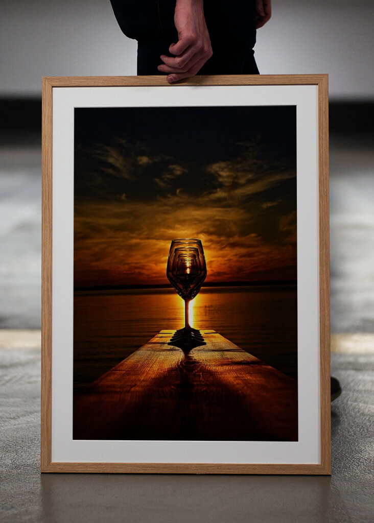 wineglases in the sunset.