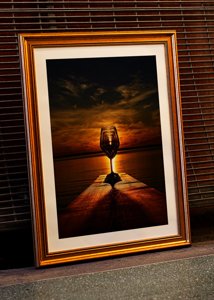 wineglases in the sunset.