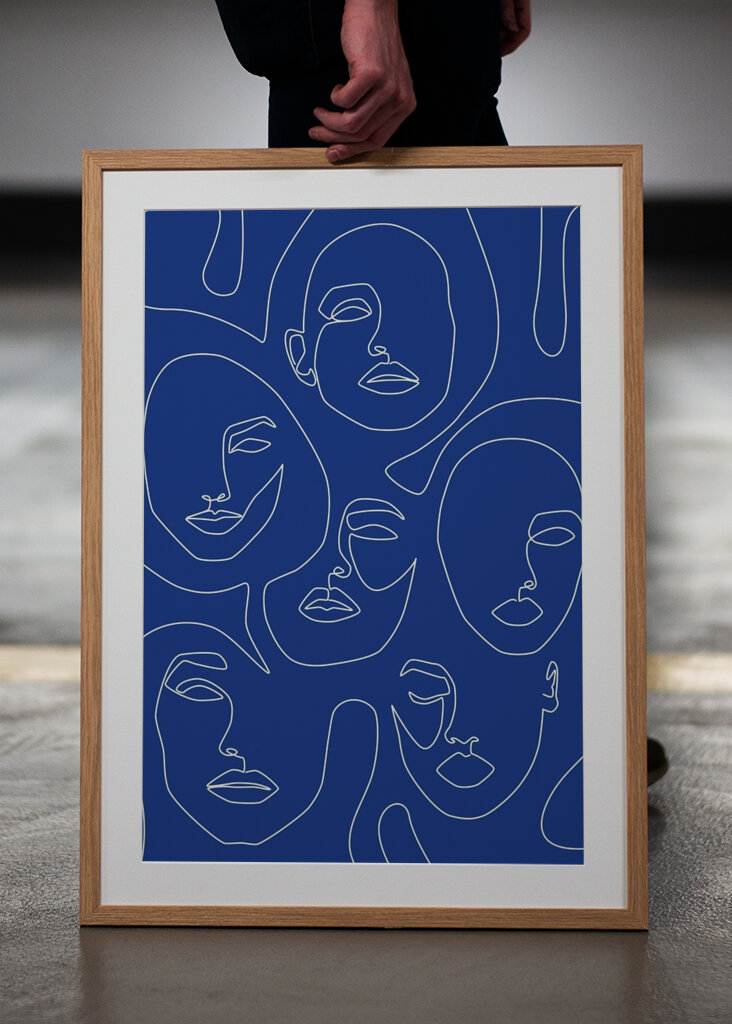 Faces In Blue