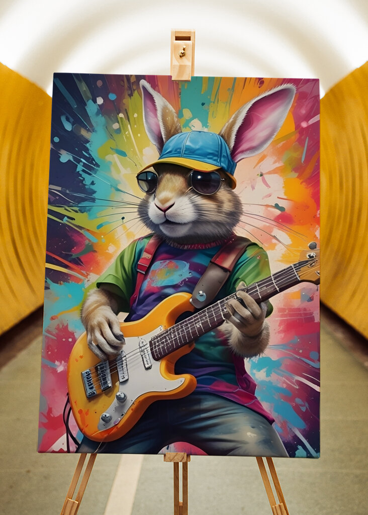 Królik gra na gitarze