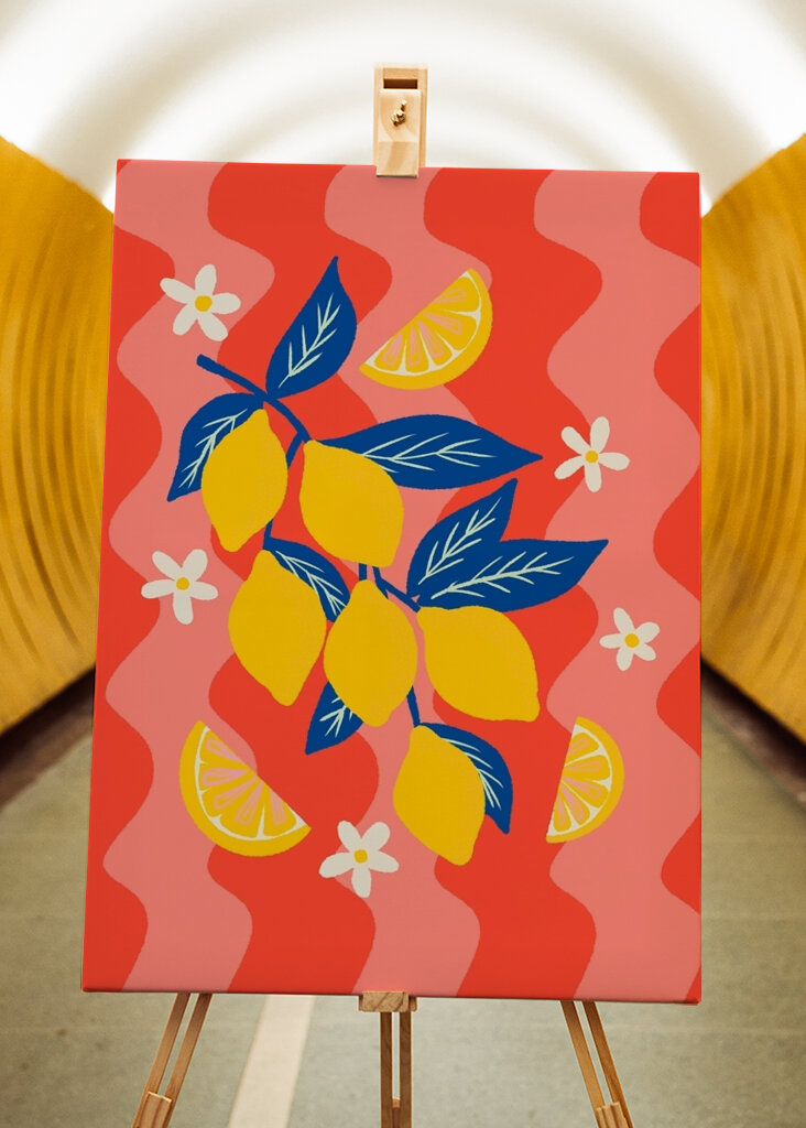 Colorful lemon branch