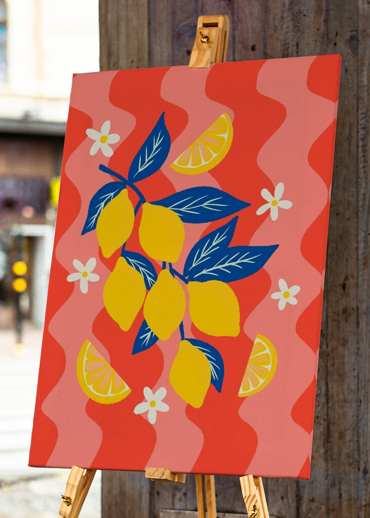 Colorful lemon branch