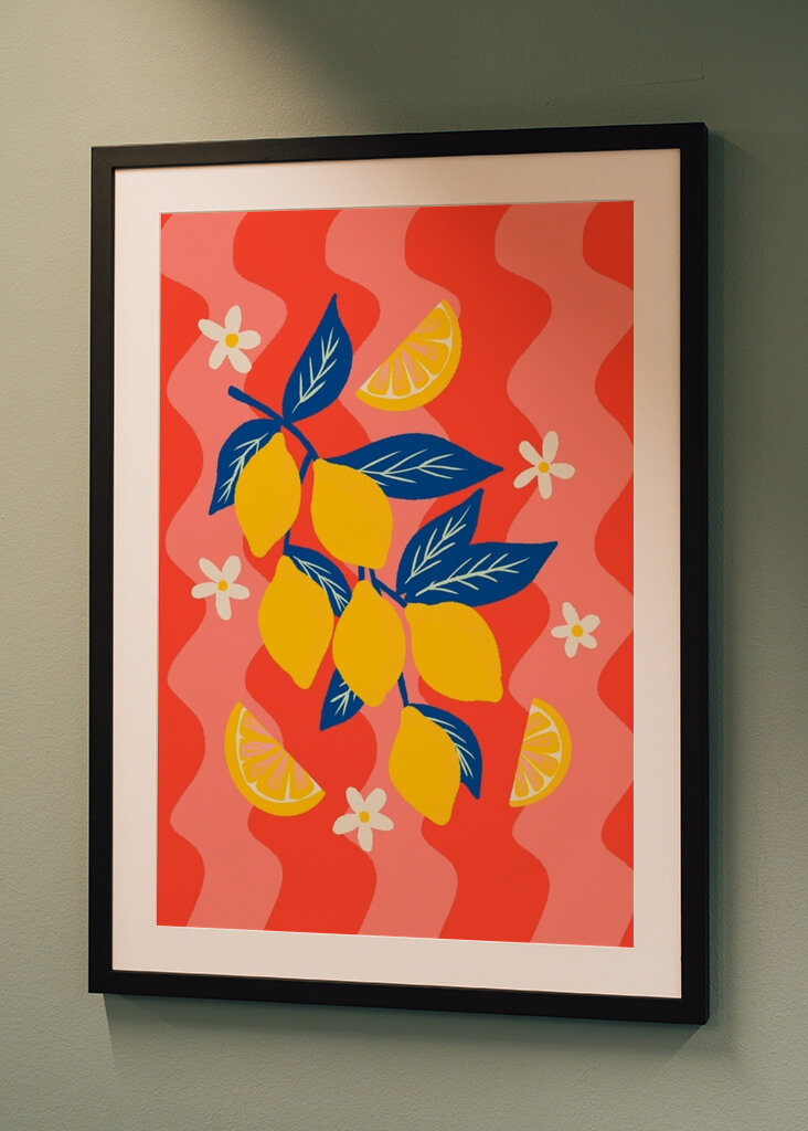 Colorful lemon branch