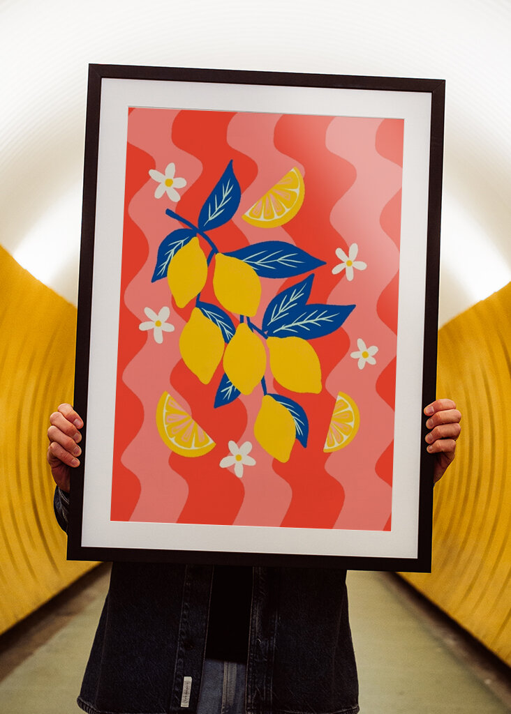 Colorful lemon branch