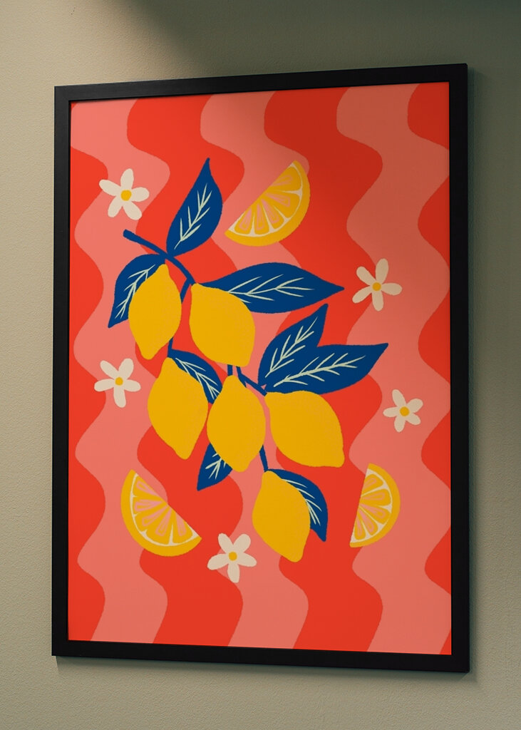 Colorful lemon branch