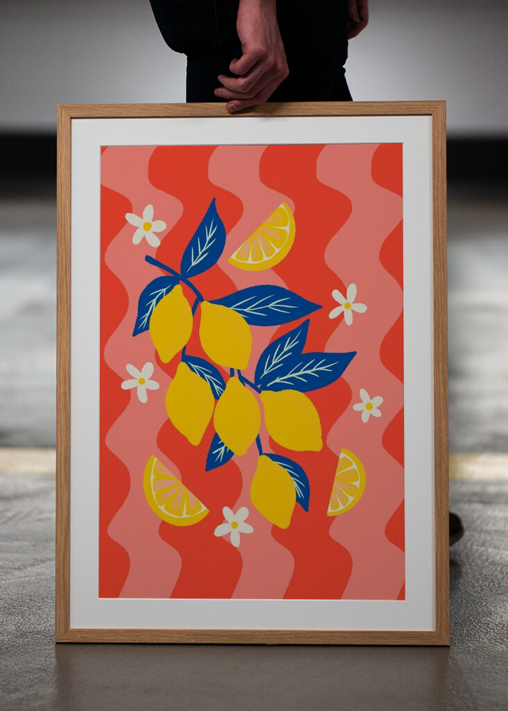 Colorful lemon branch