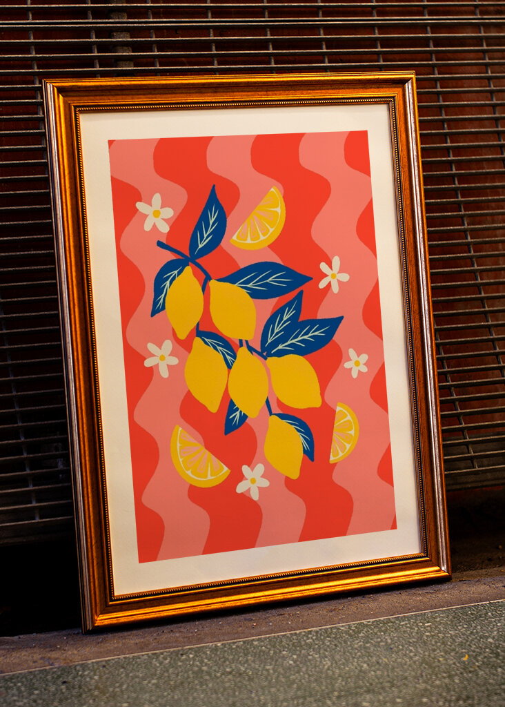 Colorful lemon branch