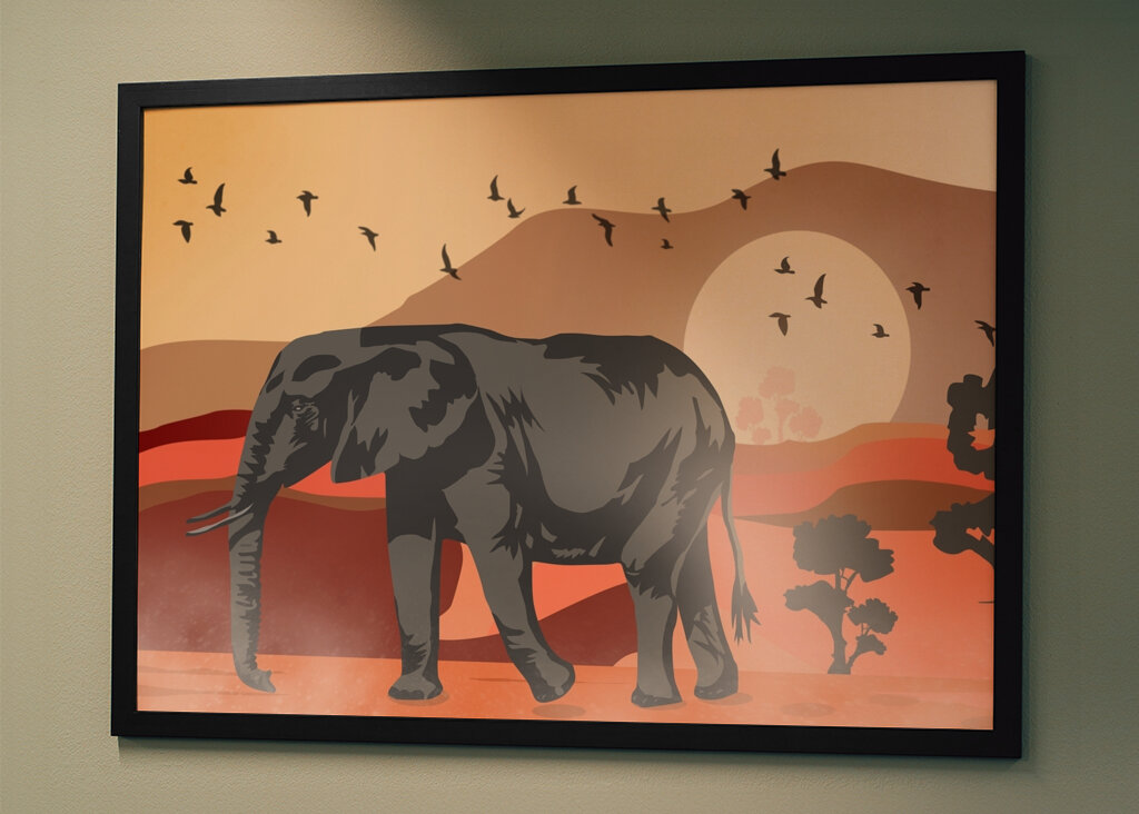 A elephant walkning in  desert