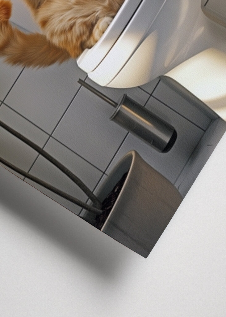 Orange Tabby Cat on the Toilet