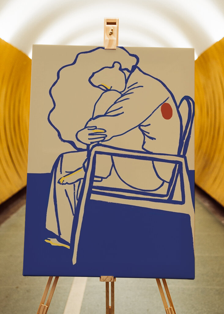 Žena sedící držící nohu