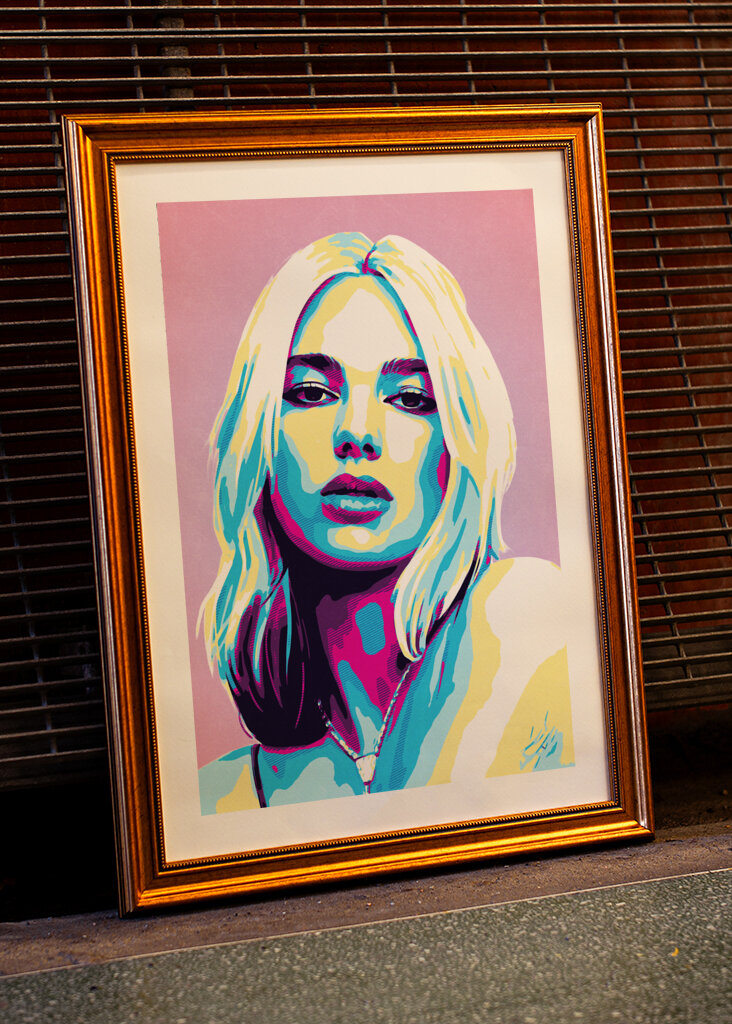 dua lipa retro art portait