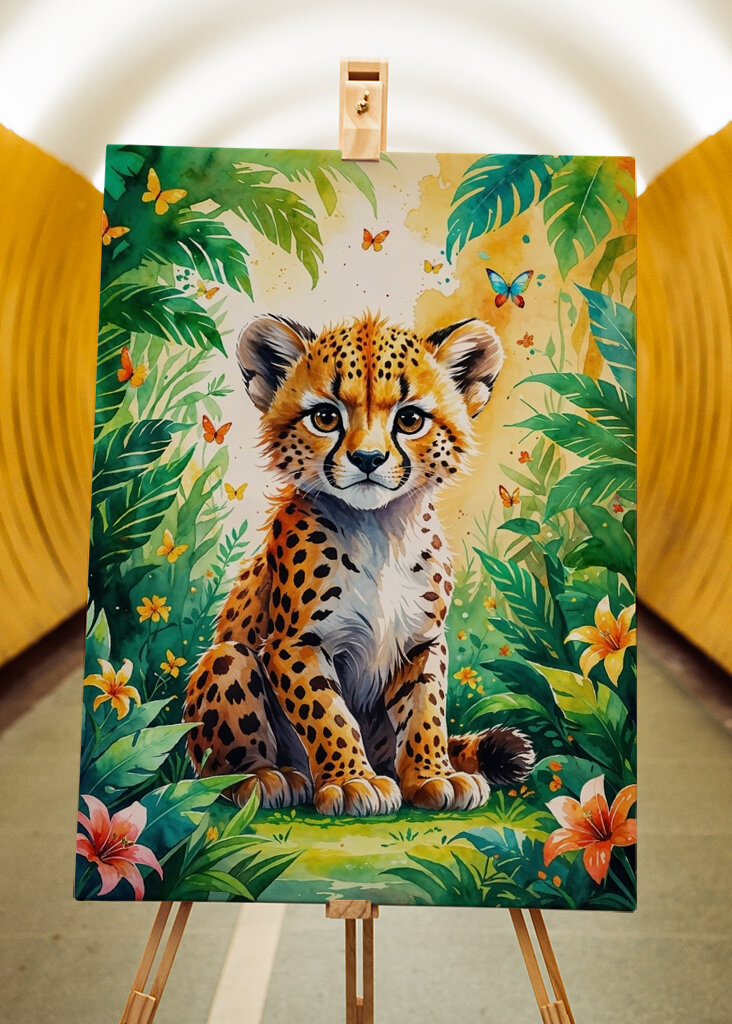 Bebé guepardo en la selva