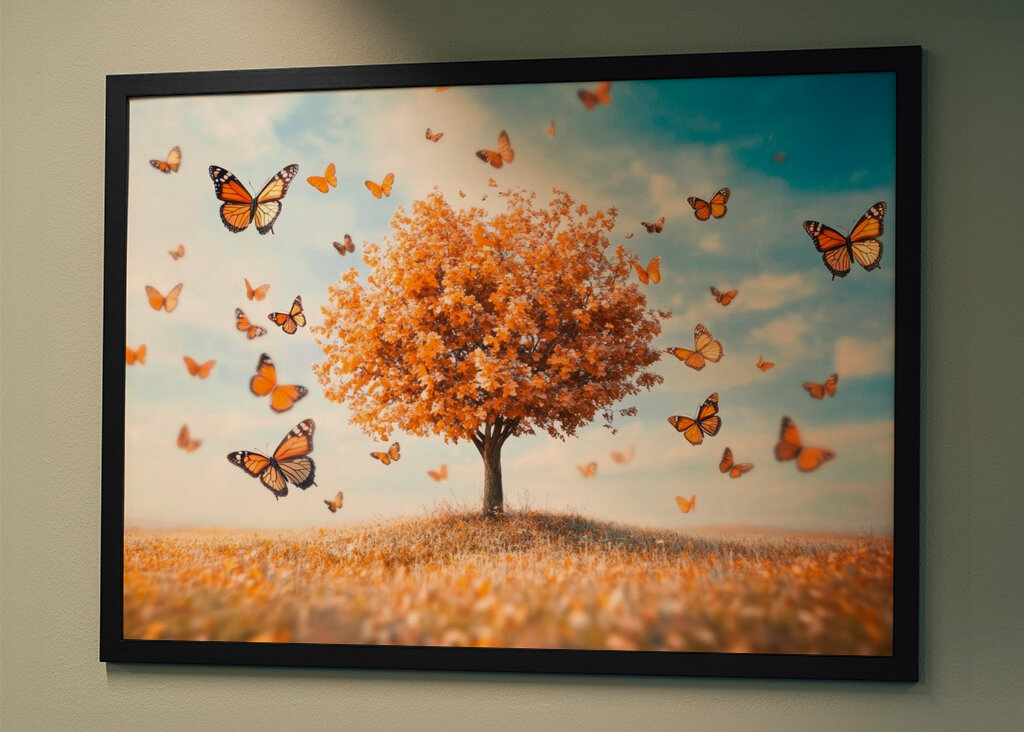 Albero autunnale con farfalle 